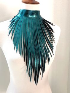 Leather Fringe Necklace Leather Fringe Choker Teal Leather - Etsy Leather Fringe Necklace, Costume Carnaval, Barbie Mode, Vintage Corset, Necklace Leather, Teal Leather, Fringe Necklace, Leather Chokers, Greenville Sc