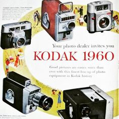 an advertisement for kodak's 1960 cameras