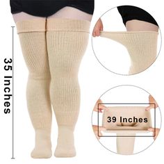 Womens Plus Size Thigh High Socks-Whole Wheat Plus Size Thigh High Socks, Plus Size Thigh, Plus Size Tights, Lace Stockings, Slouch Socks, Garter Belts, Over The Knee Socks, Thigh High Socks, Thigh High Stockings