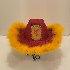 Fireball Hat, Fireball Birthday, Fireball Costume, Sparkle Cowboy Hat, Alcohol Halloween Costumes, Custom Cowboy Hats, Halloween Inspo, Hat Ideas, Cowgirl Hats