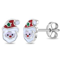 Have fun celebrating this Christmas season with these adorably crafted Santa Claus enamel push back earrings. A fun pair of Santa earrings that can be worn throughout this joyful season for an added level of Christmas cheer. Crafted from 925 sterling silver, these earrings are safe for girls who have sensitive ears. A gift box is included with purchase. Santa Earrings, Types Of Earrings, Jolly Christmas, Christmas Earrings, Consumer Products, Girls Earrings, Girls Jewelry, Christmas Season, Sensitive Ears