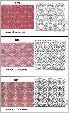 four different types of crochet patterns