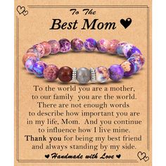 a bracelet with the words to the best mom on it and an image of a heart