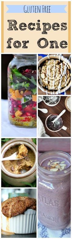 a collage of images with the words gluen free recipes for one