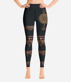 Yoga Leggings For Women, Mandala Leggings, Hippy Women Activewear, Stretchy Leggings, Trendy Streetwear, Women's Casual Leggings, Yoga Pants, High Waist Leggings, Gym Workout Leggings Look great wearing the comfiest and most versatile wardrobe essential by far. Pair these yoga leggings with an oversized hoodie, t-shirt, or tank top -the possibilities are endless. Our women activewear blend style with performance. Thanks to the raised waistband and a four-way stretch, these mandala leggings will withstand even the most demanding workouts. * 82% polyester, 18% spandex * Four-way stretch, which means fabric stretches and recovers on the cross and lengthwise grains. * Made with a smooth, comfortable microfiber yarn * Raised waistband  * Precision-cut and hand-sewn after printing These beautifu Mandala Leggings, Leggings Gym, Rose Leggings, Casual Leggings, Aerobics Workout, Trendy Streetwear, Legging Sport, Versatile Wardrobe, Stretchy Leggings