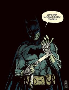 a comic character holding a knife and wearing a batman costume