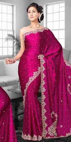 designer sarees Lengha Styles, Hot Pink Saree, Bollywood Designer Sarees, Indian Fashion Saree, Indian Sarees Online, Party Wear Saree, Elegant Saree, Stylish Sarees