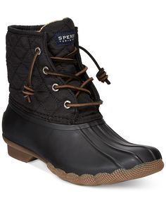 Sperry Women's Saltwater Duck Booties - Boots - Shoes - Macy's Duck Boots Outfit, Womens Black Booties, Shoes Booties, Boots Outfit