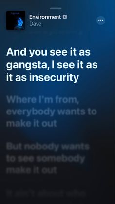 an iphone screen with the text and you see it as gangsta, i see it as it as insecity