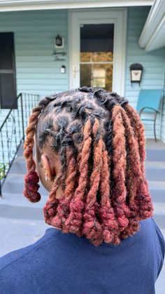 barrel twist / two strand twist loc style, loc styles, women with locs, loc knots, loc knot bob, red locs, ombre locs Thick Locs On Black Women Styles, Unique Locs Styles, Locs With Twists, Locs Hairstyles Two Strand Twist, Two Strand Hairstyles, Barrel Twist Dreads Women, 2 Strand Twist Styles Locs, Double Strand Twist Locs, Barrel Twist Loc Styles