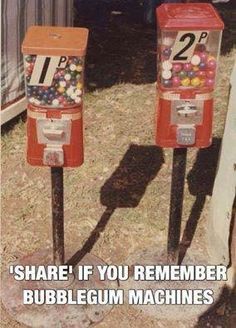 two old fashioned candy machines with the caption'share if you remember bubblegum machines '