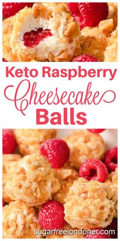 keto raspberry cheesecake balls are an easy dessert that is ready to be eaten