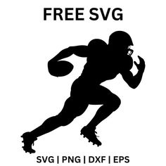 a black and white silhouette of a football player with the words free svg on it