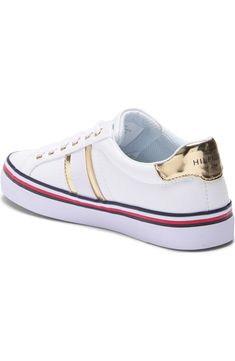 Tommy Hilfiger Fentii Sneaker (Women) | Nordstromrack Sporty Platform Sneakers With Metallic Logo, Low-top Platform Sneakers With Metallic Logo, Trendy Tommy Hilfiger Sneakers For Spring, Trendy Tommy Hilfiger Synthetic Sneakers, Trendy Tommy Hilfiger Round Toe Sneakers, Trendy Tommy Hilfiger Low-top Sneakers, Sporty Gold Platform Sneakers With Round Toe, Gold Low-top Sporty Platform Sneakers, White Sneakers With Signature Stripes And Round Toe