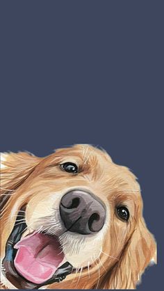 a painting of a golden retriever with his tongue out