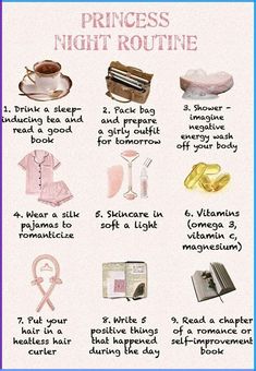 Princess Night Routine, Night Care Routine, Studera Motivation, Pampering Routine, Practicing Self Love, Self Care Bullet Journal, Vie Motivation, Routine Planner, Evening Routine