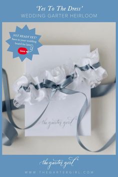 the wedding garter heir card is shown with ribbon on it and an advertise for