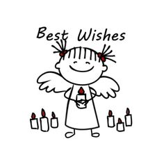 an angel standing in front of candles with the words best wishes