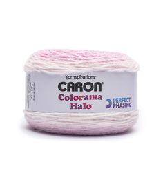 yarn ball in pink and white with the words colorama halo written on it's side