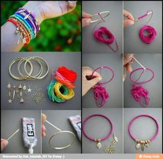 there are many different types of bracelets and rings on this page, but the pictures show how to make them