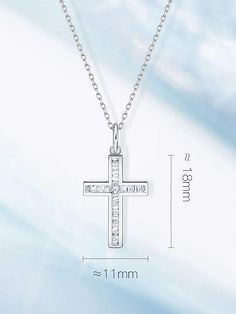 1/5 Ct. T.W. Diamond Cross Pendant in 18K Real Gold Sterling Silver Crucifix Cross Necklace, Sterling Silver Cross Pendant Necklace, Fine Jewelry Cross Necklace For Anniversary, Diamond White Cross Pendant Necklace, Diamond White Cross Pendant Fine Jewelry Necklace, Diamond White Cross Necklace Fine Jewelry, White Gold Cross Necklace With Clavicle Chain, Fine Jewelry Cubic Zirconia Cross Necklace, Silver Cross Pendant Necklace In Fine Jewelry Style