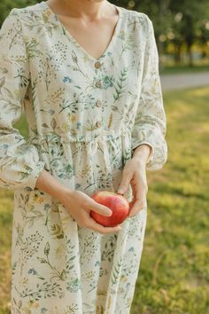 Floral Linen Dress prairie dress with bishop sleeve | Etsy Cottage Core Dress Pattern Free, Long Sleeve Prairie Dress For Summer Garden Party, Pastoral Prairie Dress With Floral Print, Spring Long Sleeve Prairie Dress In Cottagecore Style, Spring Long Sleeve Cottagecore Prairie Dress, Spring Cottagecore Prairie Dress With Long Sleeves, Spring Long Sleeve Cottagecore Peasant Dress, Spring Cottagecore Long Sleeve Peasant Dress, Cottagecore Prairie Dress With Floral Print For Fall