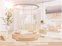 an image of a bathroom setting with circular tub