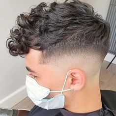 Cutly Hair Boy Haircut, Mens Haircut Long On Top Short On Sides Curly, Men’s Hair Curly Top, Mens Haircut Long On Top Curly Fade, Men Curl Haircut Styles, Curly Hair Fade Boys, Mohawk Boys Curly Hair, Boys Haircuts Wavy Hair, Curly Fohawk Haircut