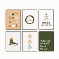 four christmas cards with the words it's the most wonderful time of the year