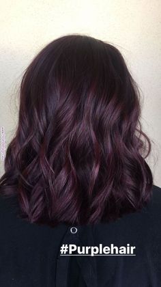 Pelo Color Borgoña, Dark Purple Hair Color, Purple Hair Color, Dark Purple Hair, Long Haircuts, Hair Color Burgundy, Hair Color Purple