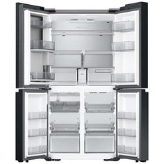 an open refrigerator with its doors wide open