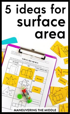 five ideas for surface area in the middle of a table with markers and pencils