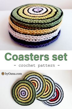 Free crochet pattern for making coasters. The pattern contains details and step by step photos on how to complete each row. Handmade Decorations