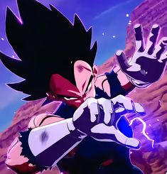 an animated image of gohan holding his fist up