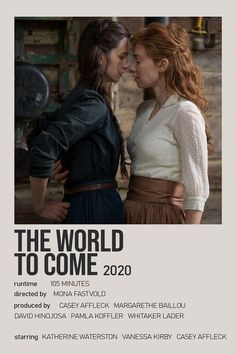 the world to come movie poster with two women facing each other in front of a brick wall