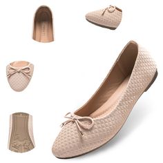 Claire Ballet Flats By Alpine Swiss Product Features: PU Upper, TPR Outsole CLASSIC – The Alpine Swiss Claire Ballet flats are a classic ballet flat with a modern twist. The diamond quilted texture of this shoe makes it unique and stylish. ROUND TOE – The round toe design makes the toe box spacious and the bow detail is elegant and feminine. COMFORTABLE – Faux leather lined insoles and lightly padded footbeds make these flats comfortable. The PU upper material is flexible so it moves with your f Chic Slip-on Ballet Flats Medium Width, Spring Non-slip Ballet Flats With Round Toe, Medium Width Slip-on Ballet Flats For Fall, Spring Beige Slip-on Ballet Flats, Pink Slip-on Ballet Flats For Spring, Flats Shoes Comfortable, Champagne Pink, Womens Ballet Flats, Comfortable Flats