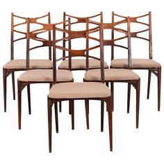 six danish dining chairs with upholstered seats