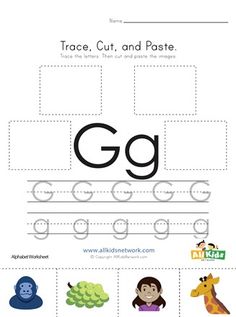 the letter g worksheet for children to learn how to write and draw letters