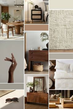 a collage of photos with different furniture and decor