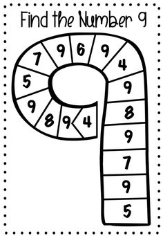 a printable candy cane with numbers on it and the word find the number 9