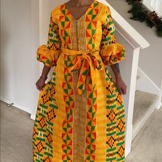 African Ankara Kente Handmade Women Full Length Maxi Long Dress Made With Polycotton Fabrics Model Is Wearing Size 4 Contact Me For Questions About This Dress Ghana Kente Cloth, Tropical Maxi Dress, Dresses African, African Fashion Designers, Orange Maxi Dress, Maxi Long Dress, Kente Cloth, Cami Maxi Dress, Cotton Long Dress