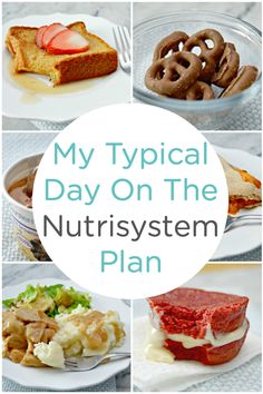 the cover of my typical day on the nutrisystem plan, with pictures of different foods