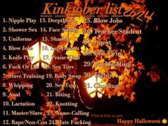 Free to use kinktober list for the spooky month Evil Twin, Name Calling, Oc Ideas, Happy Halloween, Writing, Pins