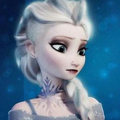 the frozen queen is looking at something with big eyes and her hair in braids