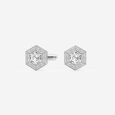 6 ctw Hexagon Lab Grown Diamond Baguette frame Cufflinks Platinum FG, VS2+ Hexagon Brilliant Cut Jewelry For Formal Occasions, Formal Hexagon Brilliant Cut Jewelry, Luxury Hexagon Jewelry For Formal Occasions, Luxury Hexagon Jewelry For Formal Events, Luxury Hexagon Shaped Formal Jewelry, Diamond Baguette, Hexagon Diamond, Unique Shapes, Pearl And Diamond Earrings