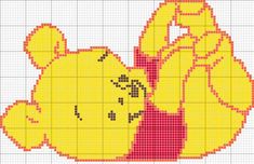 a cross stitch pattern with a winnie the pooh sitting next to a teddy bear