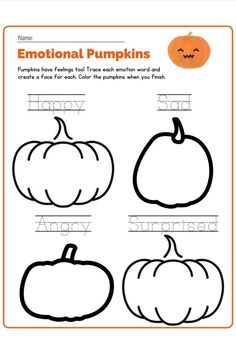 pumpkins worksheet for kids to learn how to write and draw the words