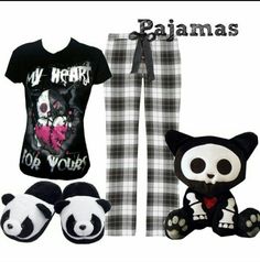 Pjs Outfits Comfy, Emo Pajamas, Scene Kid Outfits, Pjs Outfits, Goth Pajamas, Pajamas Aesthetic, Pajama Outfit, Outfits Comfy