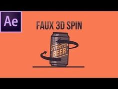 an orange background with the words faux 3d spin and a can of beer on it