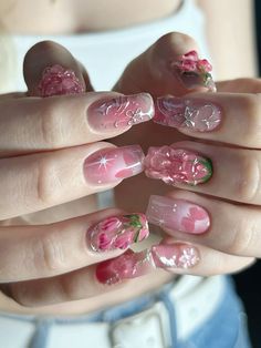 Работа сделана в студии Nail.Minjae в Москве мастером Арина🌷   korean nails pink jelly nails корейские ногти трайблы малина цветы Pink Nails Korean, Nails Pink Jelly, Jelly Nails Designs, Korean Jelly Nails, Korea Nail Art, Pink Jelly Nails, Nails Korean, Korean Nails, Basic Nails